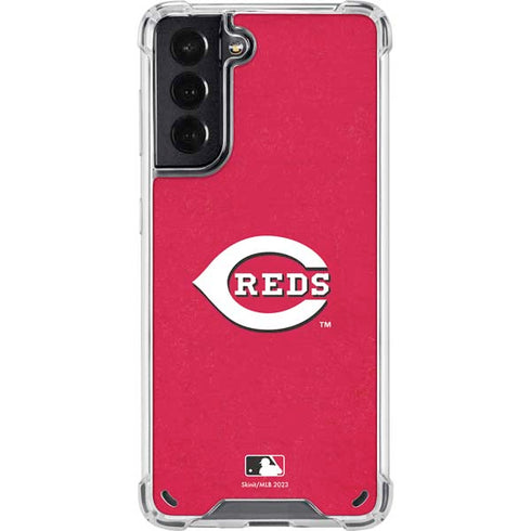 MLB Cincinnati Reds - Solid Distressed Galaxy S21 5G Clear Case