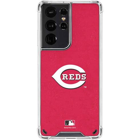 MLB Cincinnati Reds - Solid Distressed Galaxy S21 Ultra 5G Clear Case