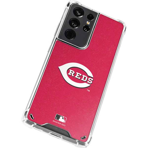 MLB Cincinnati Reds - Solid Distressed Galaxy S21 Ultra 5G Clear Case