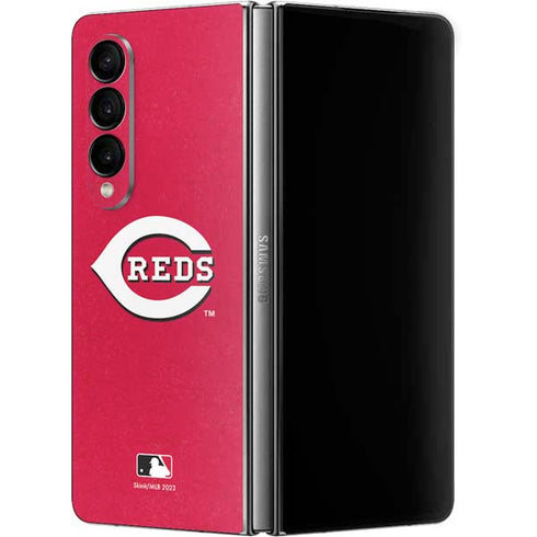 MLB Cincinnati Reds - Solid Distressed Galaxy Z Fold4 5G Skin