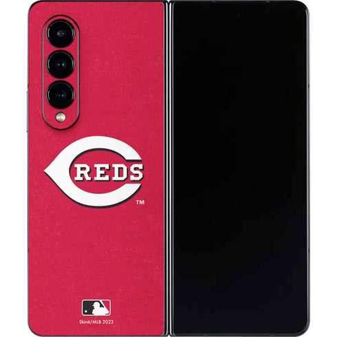MLB Cincinnati Reds - Solid Distressed Galaxy Z Fold4 5G Skin