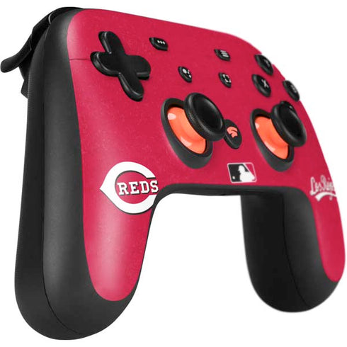 MLB Cincinnati Reds - Solid Distressed Google Stadia Controller Skin