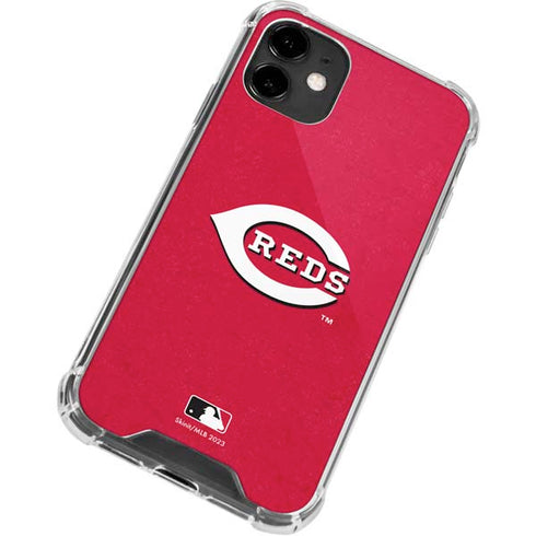MLB Cincinnati Reds - Solid Distressed iPhone 12 Clear Case