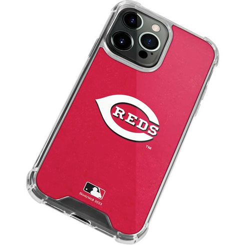MLB Cincinnati Reds - Solid Distressed iPhone 13 Pro Max Clear Case