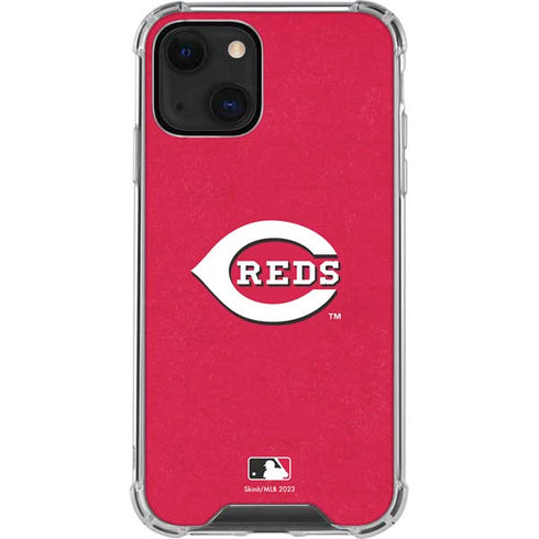 MLB Cincinnati Reds - Solid Distressed iPhone 14 Clear Case