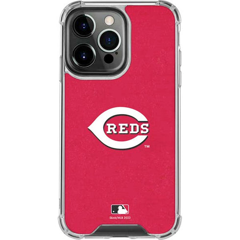 MLB Cincinnati Reds - Solid Distressed iPhone 14 Pro Clear Case
