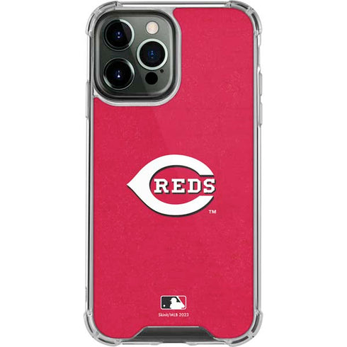 MLB Cincinnati Reds - Solid Distressed iPhone 14 Pro Max Clear Case