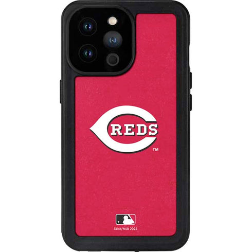 MLB Cincinnati Reds - Solid Distressed iPhone 14 Pro Max Waterproof Case