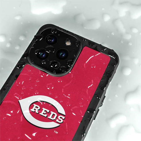 MLB Cincinnati Reds - Solid Distressed iPhone 14 Pro Max Waterproof Case