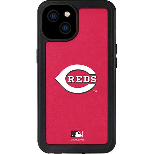 MLB Cincinnati Reds - Solid Distressed iPhone 15 Plus Waterproof Case