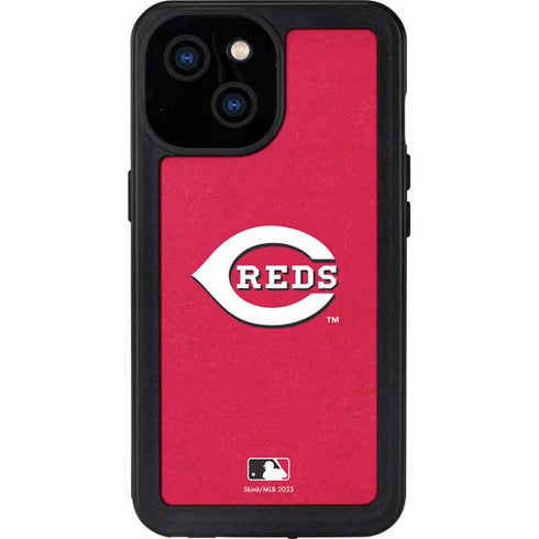 MLB Cincinnati Reds - Solid Distressed iPhone 15 Waterproof Case