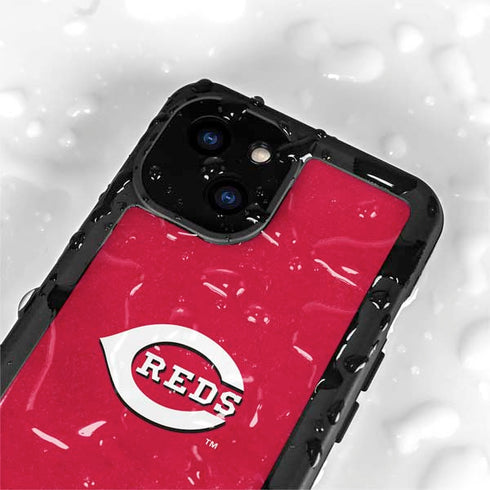 MLB Cincinnati Reds - Solid Distressed iPhone 15 Waterproof Case