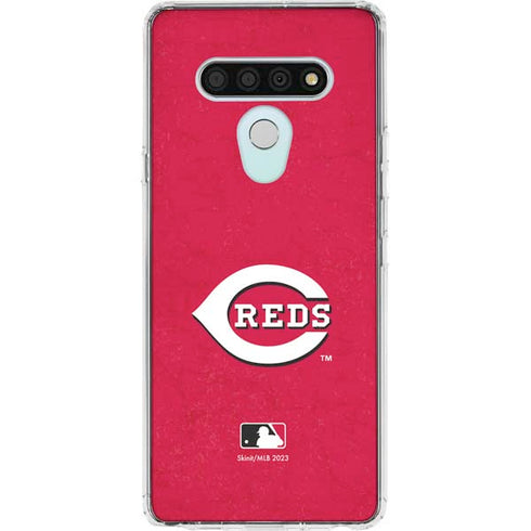 MLB Cincinnati Reds - Solid Distressed LG Stylo 6 Clear Case
