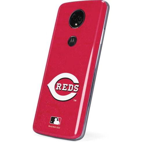 MLB Cincinnati Reds - Solid Distressed Moto E5 Plus Skin