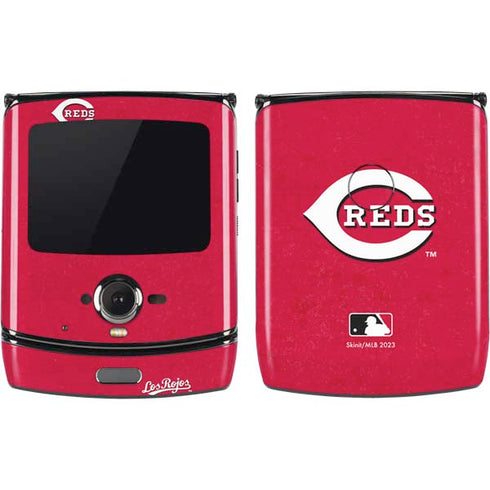 MLB Cincinnati Reds - Solid Distressed Motorola RAZR Skin