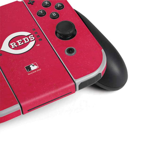 MLB Cincinnati Reds - Solid Distressed Nintendo Switch OLED (2021) Skin