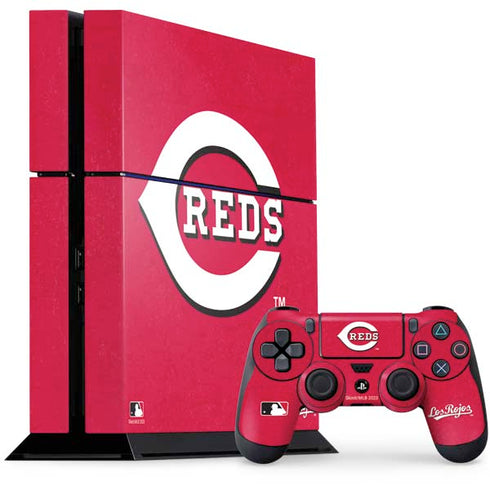 MLB Cincinnati Reds - Solid Distressed PS4 Console and Controller Bundle Skin