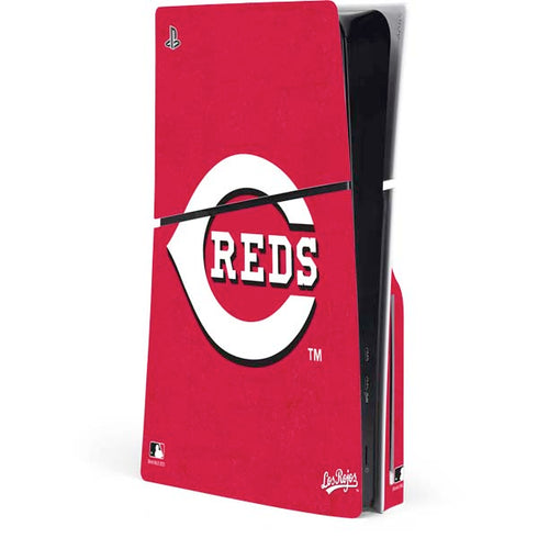 MLB Cincinnati Reds - Solid Distressed PS5 Slim Disk Console Skin