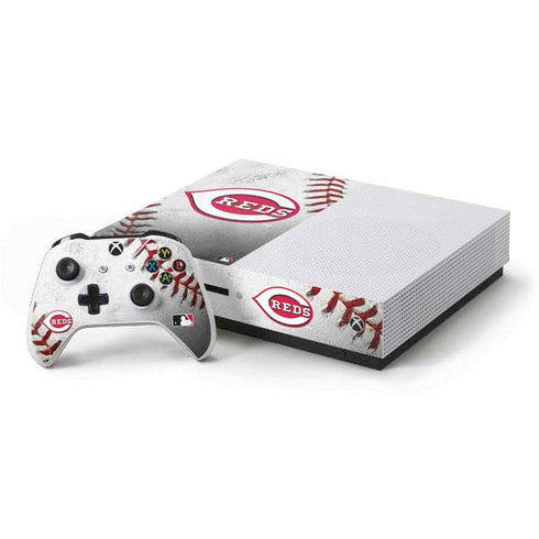MLB Cincinnati Reds Game Ball Xbox One S Console and Controller Bundle Skin