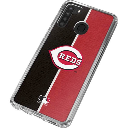 MLB Cincinnati Reds Split Galaxy A21 Clear Case