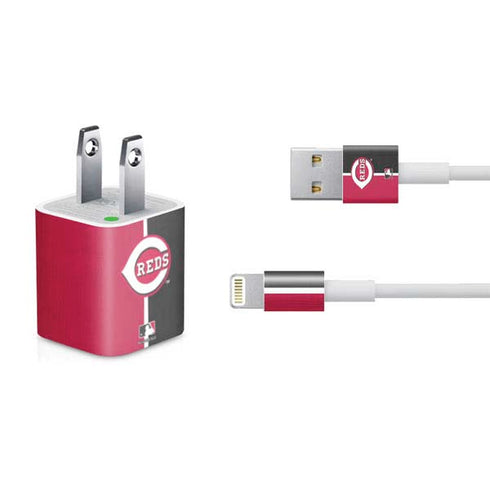 MLB Cincinnati Reds Split iPhone Charger (5W USB) Skin