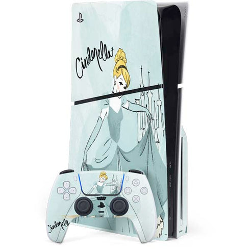 Disney Princess Cinderella Curtsy Art PS5 Slim Disk Bundle Skin