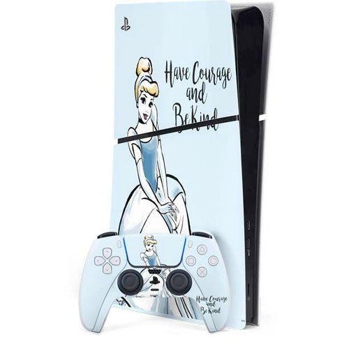 Disney Princess Cinderella Have Courage and Be Kind Art PS5 Slim Digital Edition Bundle Skin