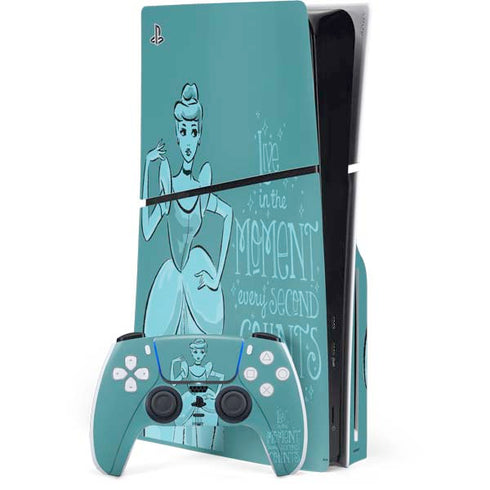 Disney Princess Cinderella Live in the Moment Art PS5 Slim Disk Bundle Skin