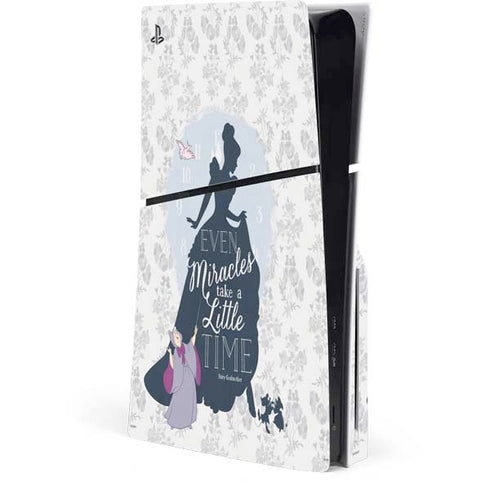 Disney Cinderella Miracles Take Time Silhouette PS5 Slim Disk Console Skin