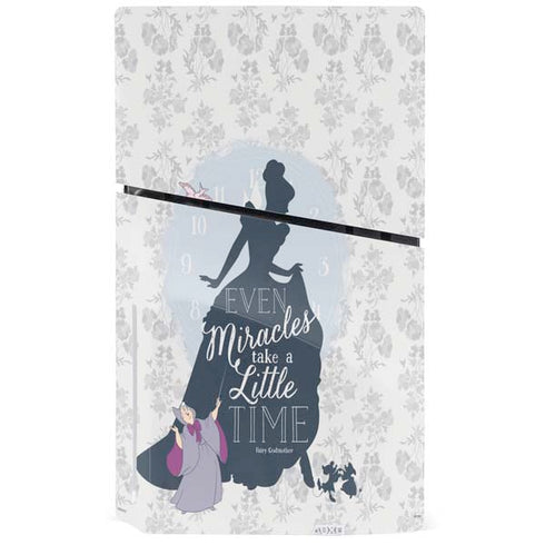 Disney Cinderella Miracles Take Time Silhouette PS5 Slim Disk Console Skin