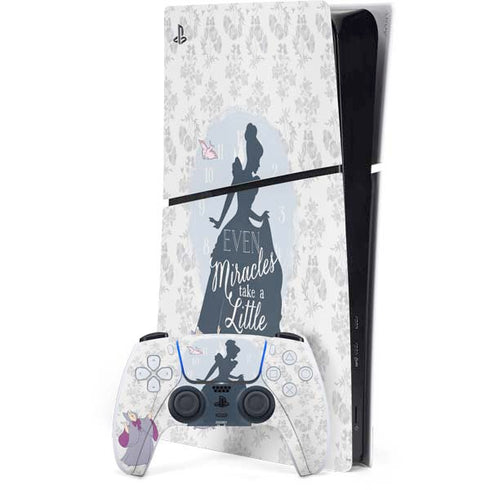 Disney Cinderella Miracles Take Time Silhouette PS5 Slim Digital Edition Console Skin