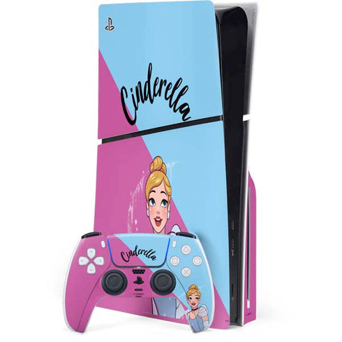 Disney Princess Cinderella Art PS5 Slim Disk Bundle Skin