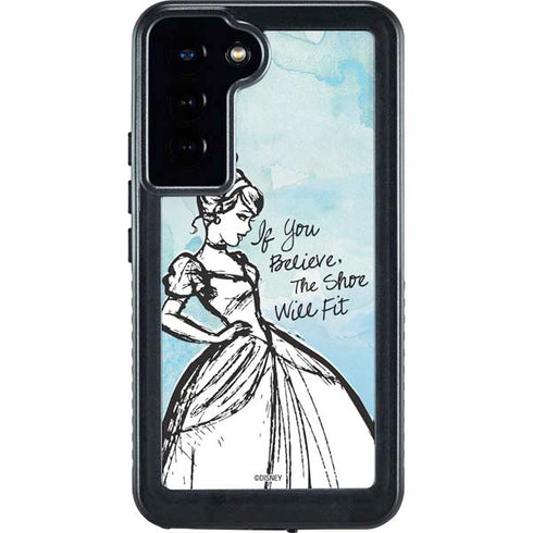 Disney Cinderella Sketch Art Shoe Will Fit Galaxy S23 Plus Waterproof Case