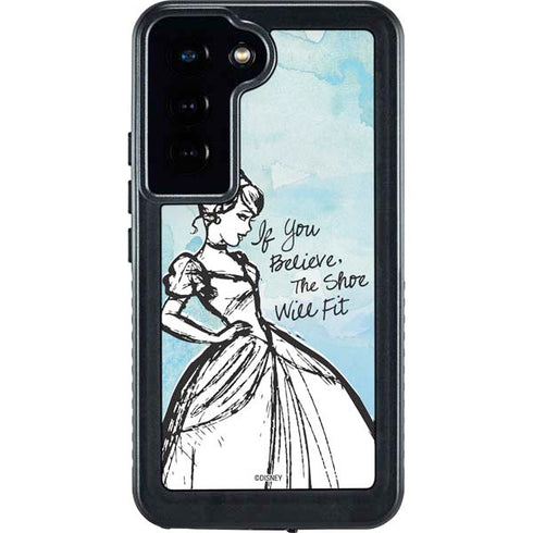 Disney Cinderella Sketch Art Shoe Will Fit Galaxy S23 Waterproof Case