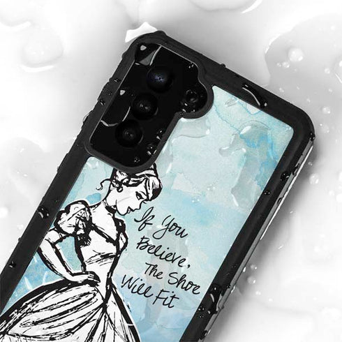 Disney Cinderella Sketch Art Shoe Will Fit Galaxy S23 Waterproof Case
