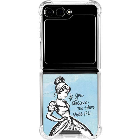 Disney Cinderella Sketch Art Shoe Will Fit Galaxy Z Flip5 5G Clear Case