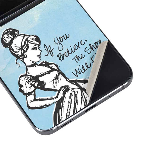 Disney Cinderella Sketch Art Shoe Will Fit Galaxy Z Flip5 5G Skin