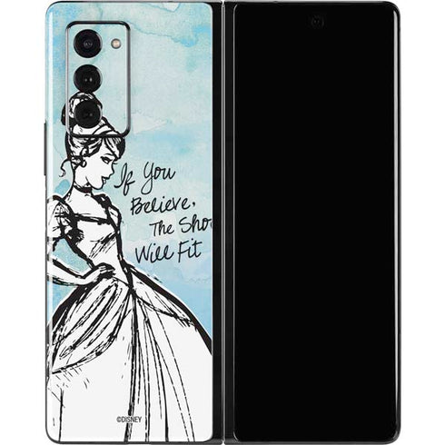 Disney Cinderella Sketch Art Shoe Will Fit Galaxy Z Fold2 5G Skin