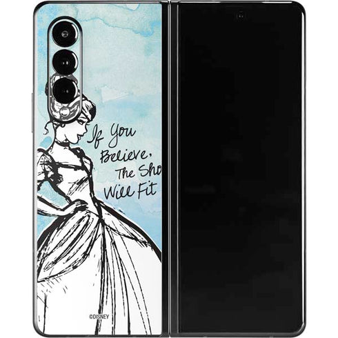 Disney Cinderella Sketch Art Shoe Will Fit Galaxy Z Fold3 5G Skin
