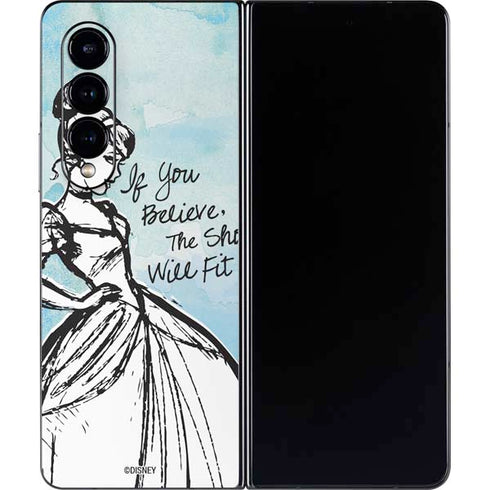 Disney Cinderella Sketch Art Shoe Will Fit Galaxy Z Fold4 5G Skin