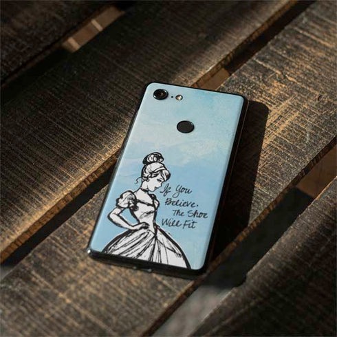 Disney Cinderella Sketch Art Shoe Will Fit Google Pixel 3 XL Skin