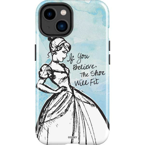 Disney Cinderella Sketch Art Shoe Will Fit iPhone 15 Plus Impact Case