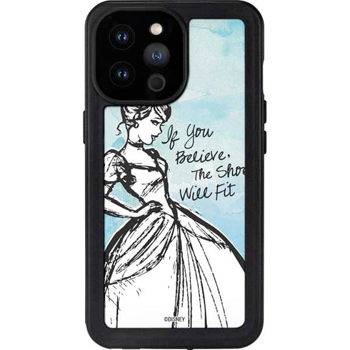 Disney Cinderella Sketch Art Shoe Will Fit iPhone 14 Pro Max Waterproof Case