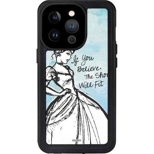 Disney Cinderella Sketch Art Shoe Will Fit iPhone 14 Pro Waterproof Case