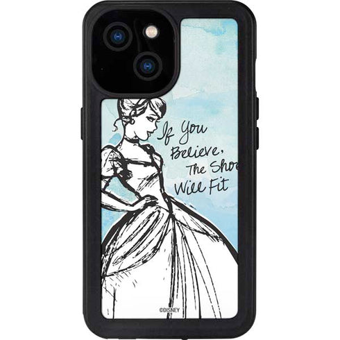 Disney Cinderella Sketch Art Shoe Will Fit iPhone 15 Waterproof Case