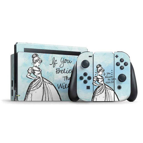 Disney Cinderella Sketch Art Shoe Will Fit Nintendo Switch Bundle Skin