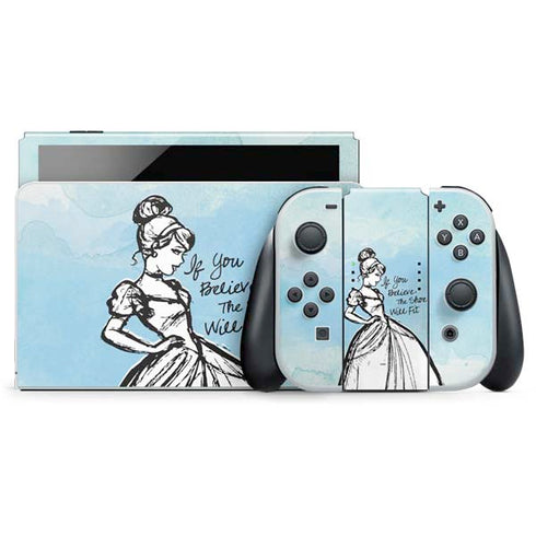 Disney Cinderella Sketch Art Shoe Will Fit Nintendo Switch OLED (2021) Skin