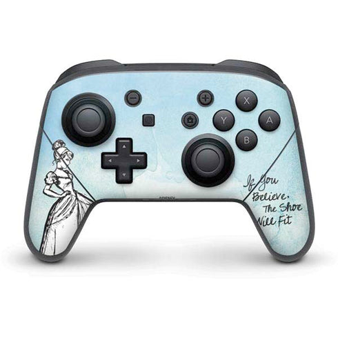 Disney Cinderella Sketch Art Shoe Will Fit Nintendo Switch Pro Controller Skin