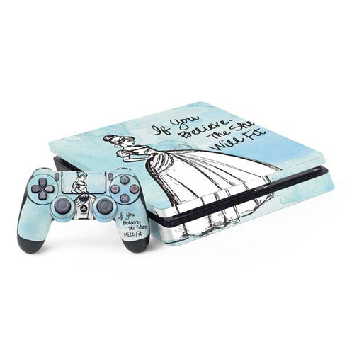 Disney Cinderella Sketch Art Shoe Will Fit PS4 Slim Bundle Skin