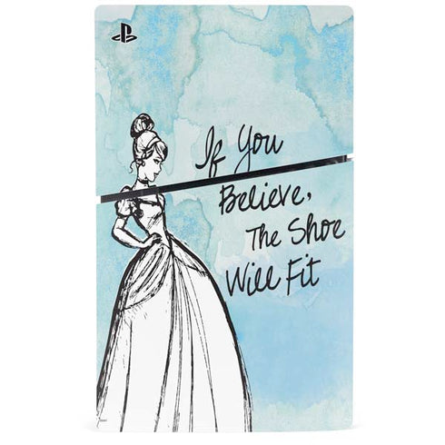 Disney Cinderella Sketch Art Shoe Will Fit PS5 Slim Digital Edition Console Skin